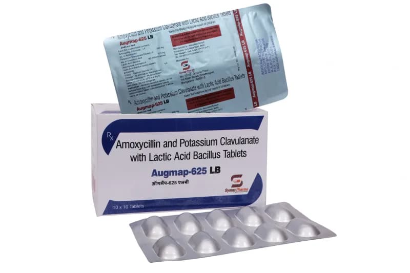 Augmap 625 LB Tab – Amoxycillin Trihydrate 500mg + Clavulanic Acid 125mg + Lactic Acid 60millions spores