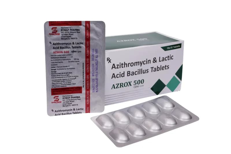 Azrox 500 Tab – Azithromycin 500 mg + Lactic Acid Bacillus 60million Spores