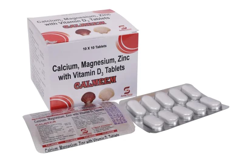 Calmeem Tab – Calcium Carbonate 1250mg+Vitamin D3 200 I.U+ Magnesium Hydroxide 100mg + Zinc Sulphate Monohydrate 4mg