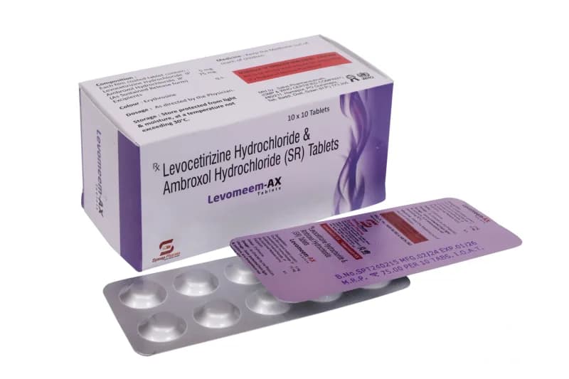Levomeem AX Tab – Levocetirizine Dihydrochloride 5mg + Ambroxol Hydrochloride 60mg