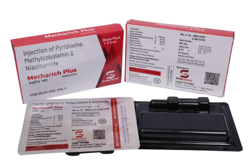 Metharich Plus Injection – Methylcobalamin 1500mcg + Pyridoxine HCl 100mg + Niacinamide 100mg + Benzyl Alcohol 2% v/v