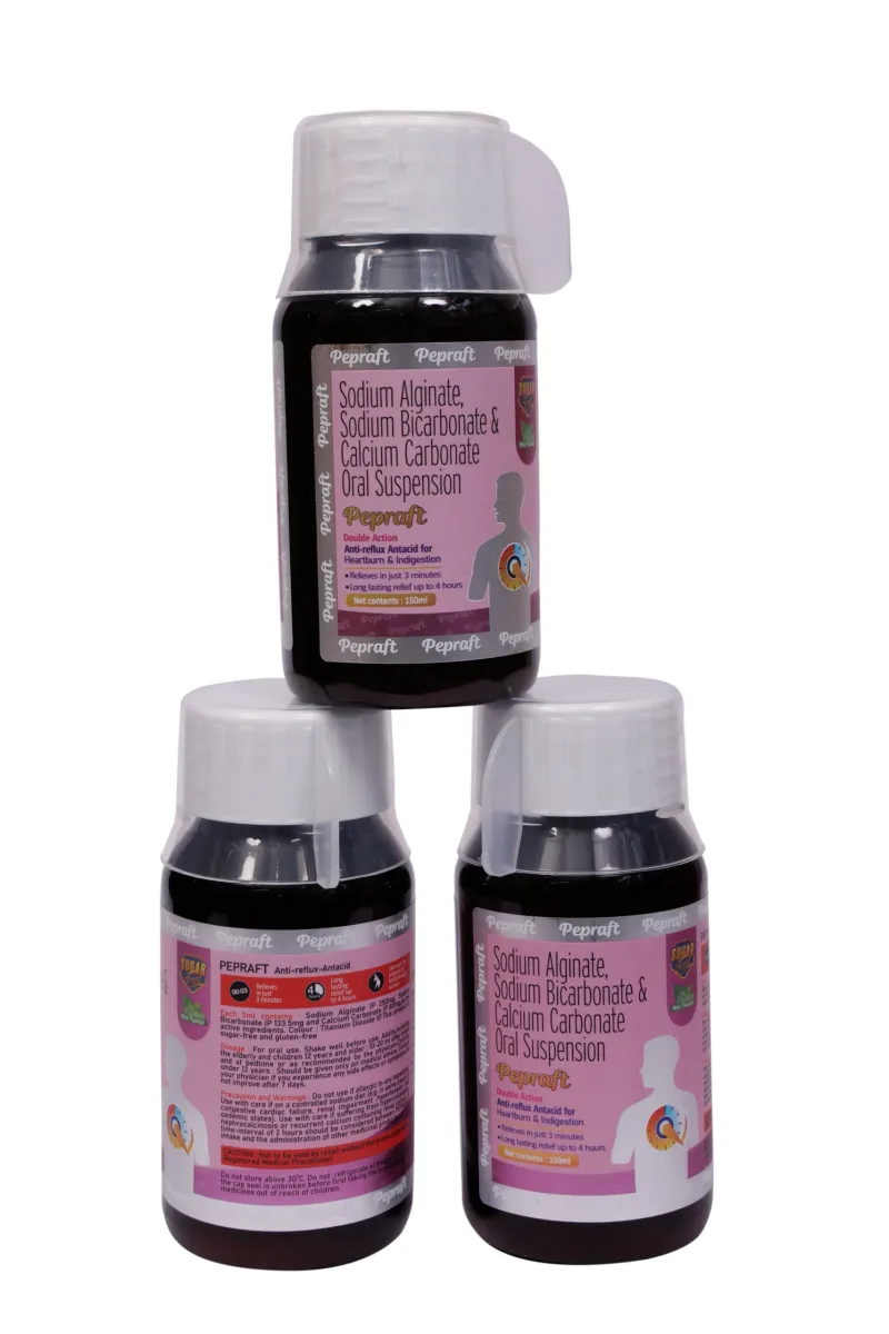 Pepraft Syp – Sodium Alginate, Sodium Bicarbonate & Calcium Carbonate